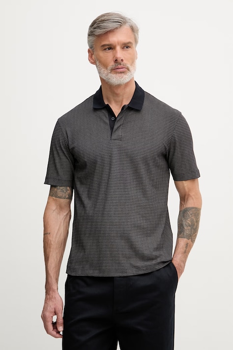 Armani Exchange polo męskie bawełniane z elastanem granatowe XM000736 AF10819