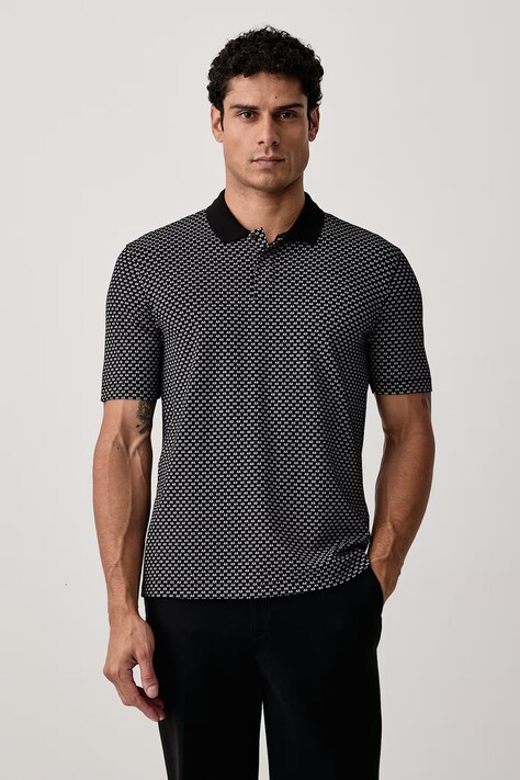 Armani Exchange Polo pentru bărbați din bumbac cu elastan negru XM000736 AF10819