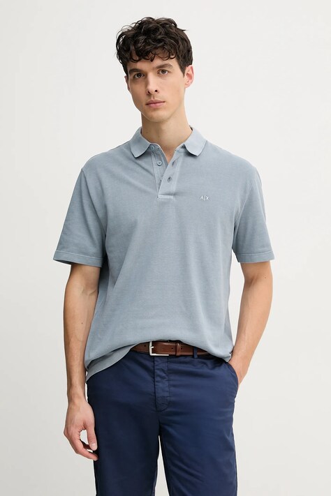 Armani Exchange polo de bumbac barbati, neted, XM000509 AF13055