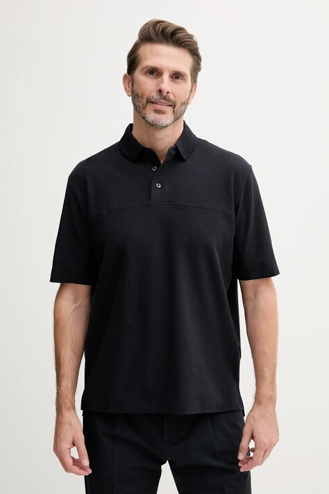 Armani Exchange polo bawełniane męski kolor granatowy gładki XM000357 AF12758