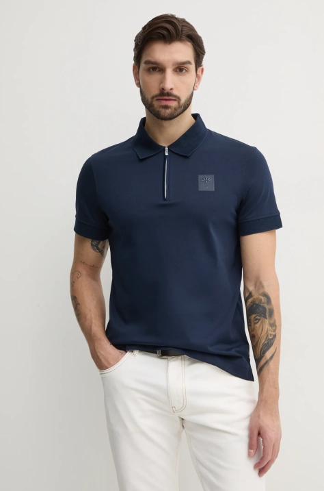 Joop! tricou polo barbati, culoarea albastru marin, neted, 30044699