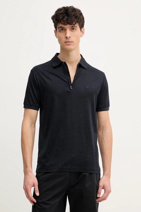 Emporio Armani poló sötétkék, férfi, sima, EM001082 AF10017