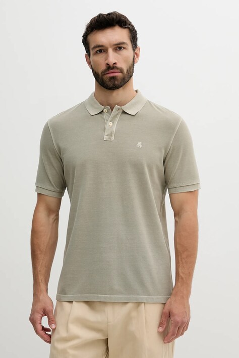 Marc O'Polo polo de bumbac barbati, culoarea verde, neted, 522226653000