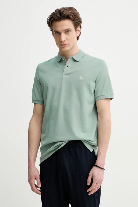 Marc O'Polo polo de bumbac barbati, culoarea verde, neted, 523223053092