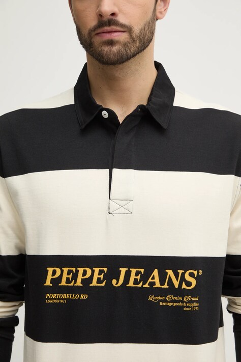Бавовняний лонгслів Pepe Jeans BRANDON — SS25-POM03E, чорний — фото 5