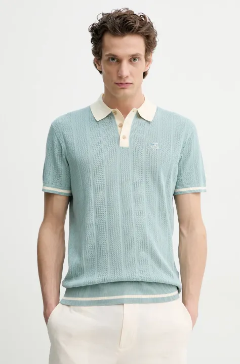 Filling Pieces cotton polo shirt men’s turquoise color with an application 80713669980