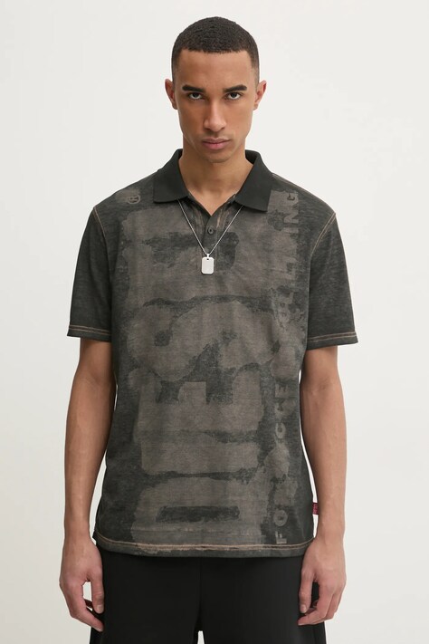 Diesel poló T-REJUST-NC POLO SHIRT szürke, férfi, mintás, A16167.0EGBJ