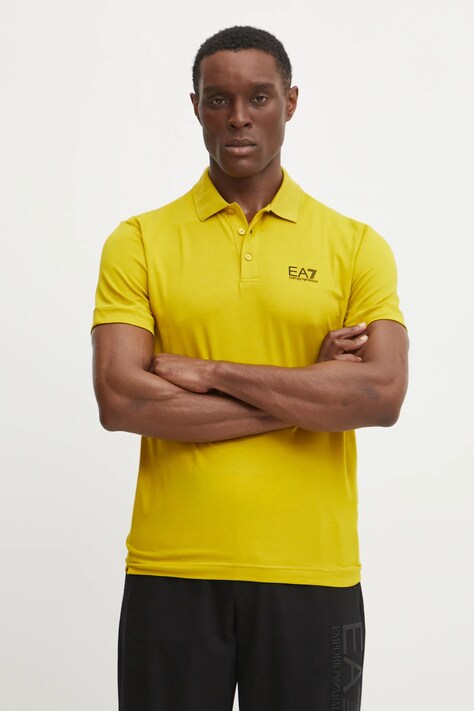 EA7 Emporio Armani polo męski kolor żółty z nadrukiem PJVQZ.8NPF14