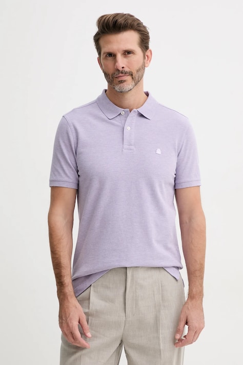 United Colors of Benetton polo de bumbac bărbați, culoarea violet, melanj, 3088U3023