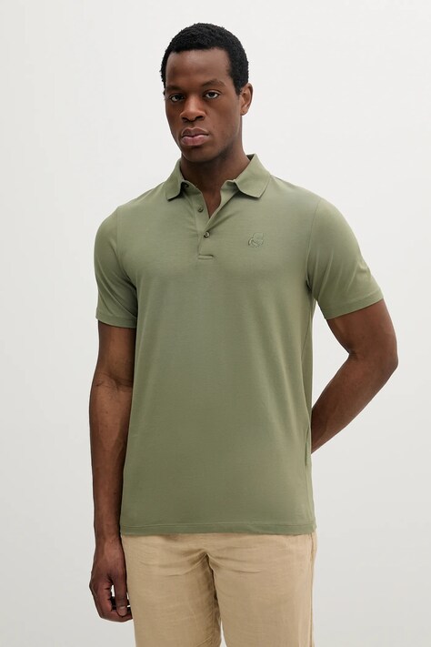 Karl Lagerfeld tricou polo culoarea verde, uni, 552221.745750
