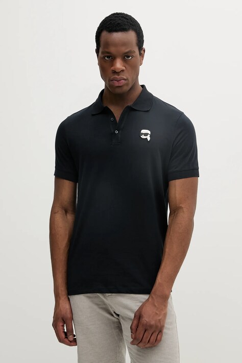 Karl Lagerfeld polo de bumbac culoarea bleumarin, uni, 552224.745710