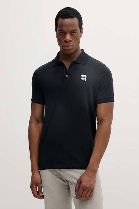 Хлопковое поло Karl Lagerfeld цвет синий однотонное 552224.745710