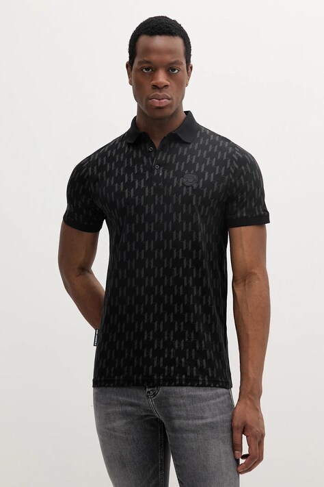Karl Lagerfeld polo de bumbac culoarea negru, modelator, 552251.745070