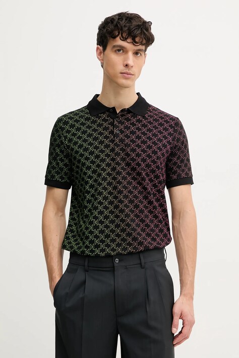 Karl Lagerfeld tricou polo barbati, culoarea negru, modelator, 552235.745401