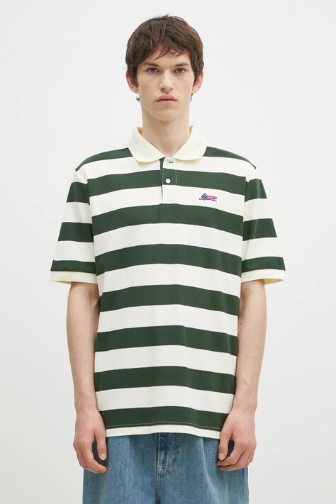 Хлопковое поло ICECREAM Running Dog Ss Striped Rugby Top цвет зелёный узорное IC24468