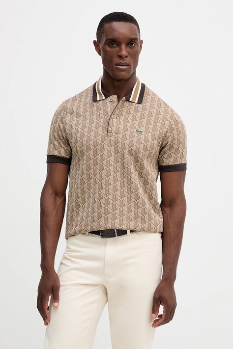 Lacoste polo męski kolor zielony wzorzysty DH1417
