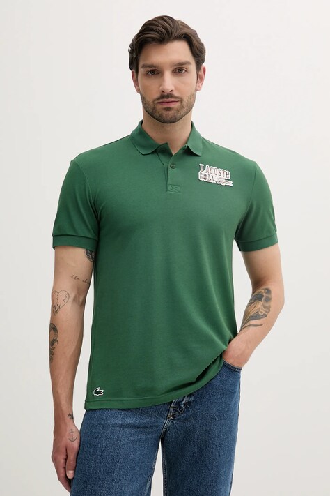 Lacoste polo męski kolor zielony z aplikacją DH8958