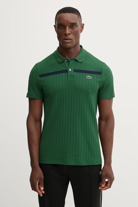 Lacoste polo męski kolor zielony gładki DH8960