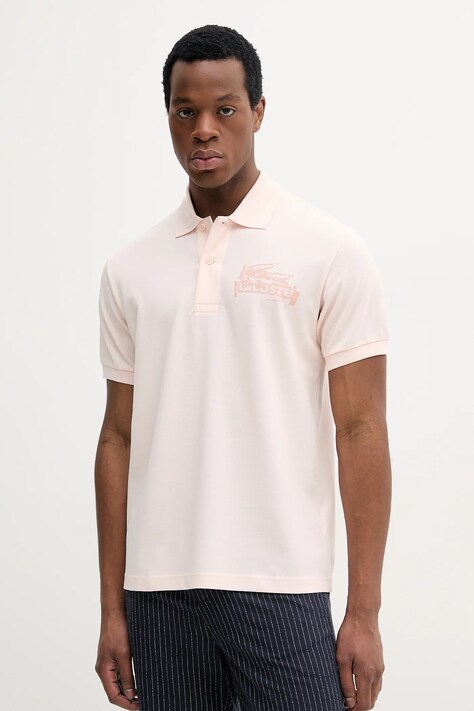 Lacoste polo de bumbac bărbați, culoarea bej, uni, PH0285