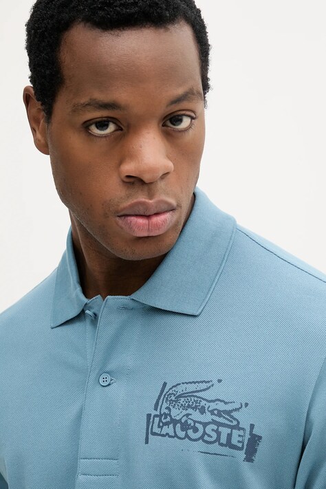 Бавовняне поло Lacoste — SS25-POM050, блакитний — фото 4