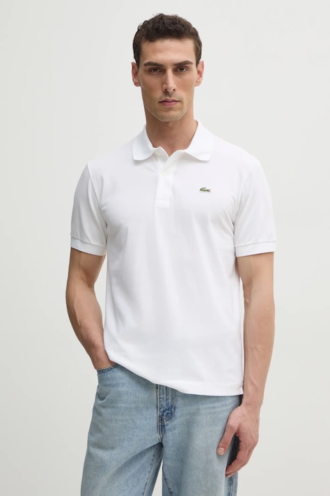 Lacoste tricou polo barbati, culoarea alb, cu imprimeu, PH9851