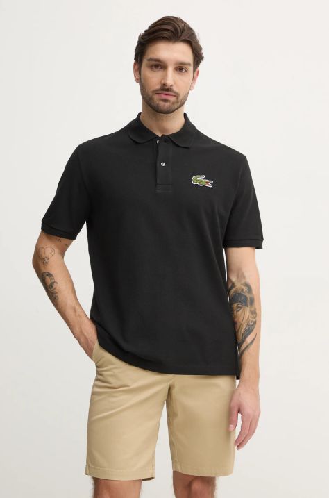 Bombažen polo Lacoste črna barva, PH2751