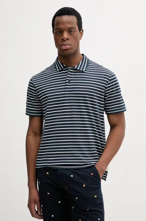 Liu Jo polo de bumbac barbati, culoarea bleumarin, cu imprimeu, QA5155 J4932