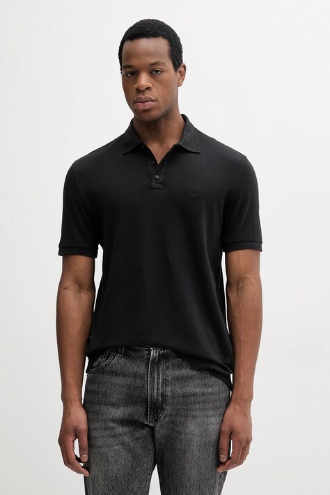 Liu Jo tricou polo bărbați, culoarea negru, uni, QA5157 J0299