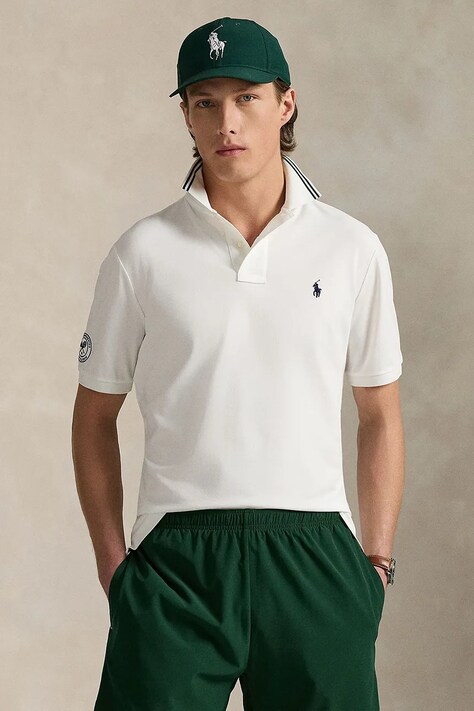 Polo Ralph Lauren tricou polo Wimbledon Collection culoarea alb, uni, 710970483
