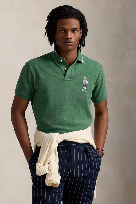 Polo Ralph Lauren polo de bumbac culoarea verde, neted, 710963817