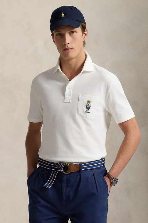 Polo Ralph Lauren polo de bumbac culoarea alb, neted, 710963818