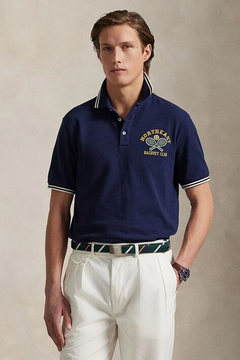 Polo Ralph Lauren cotton polo shirt men’s navy blue color smooth 710964976