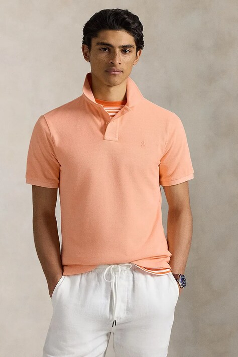Polo Ralph Lauren polo bawełniane męski kolor żółty gładki 710969626