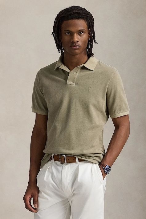 Polo Ralph Lauren polo bawełniane męski kolor zielony gładki 710969626