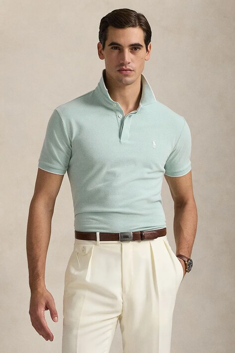 Bavlnené polo tričko Polo Ralph Lauren zelená farba, jednofarebné, 710963494