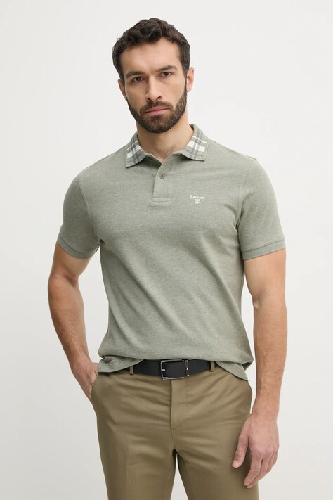 Βαμβακερό μπλουζάκι πόλο Barbour Trematon Tailored Fit Polo Shirt ανδρικό, χρώμα: πράσινο, MML1452