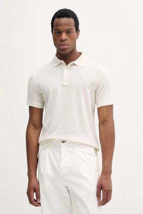 Barbour pamut póló Sutton Tailored Fit Polo Shirt bézs, férfi, mintás, MML1459