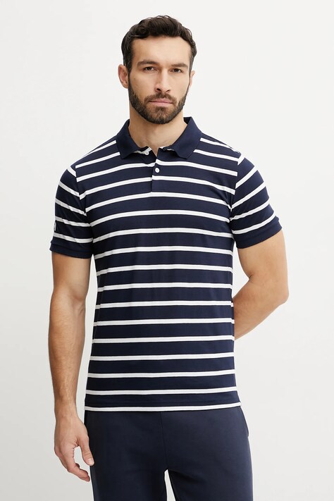 Helly Hansen polo de bumbac NEWPORT POLO bărbați, culoarea bleumarin, cu imprimeu, 34412