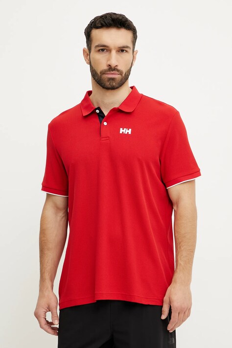 Helly Hansen polo OCEAN męski kolor czerwony z nadrukiem 34367