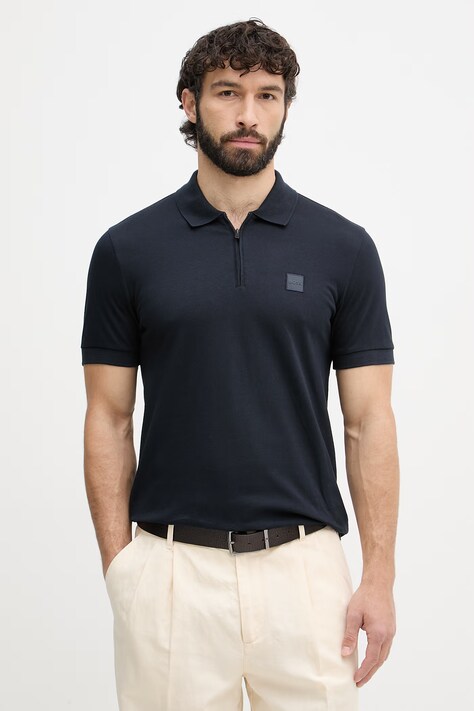 BOSS Orange polo męskie z bawełną granatowe 50537507