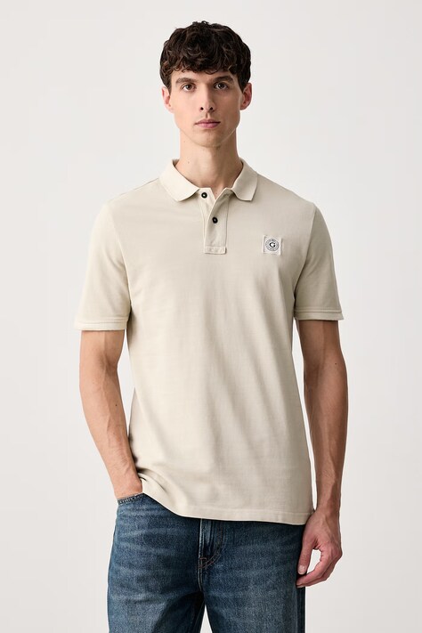 Guess Polo męskie bawełniane beżowe M2YP24 KC9T1