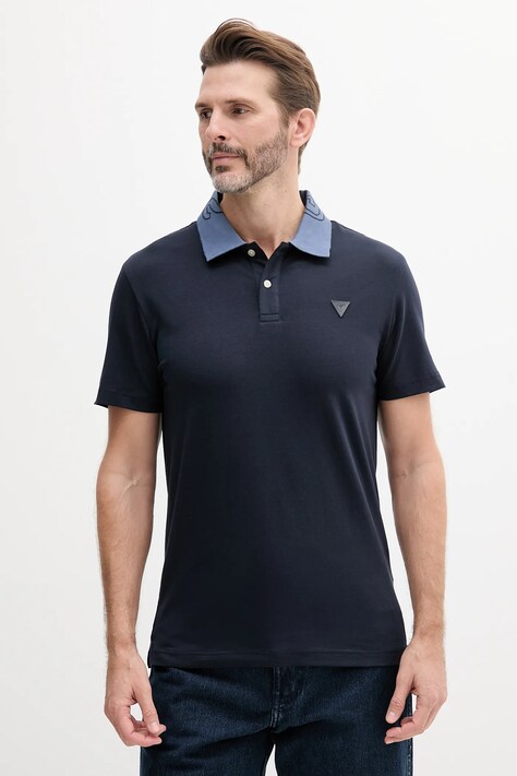 Polo tričko Guess NOLAN tmavomodrá barva, M5GP66 J1314