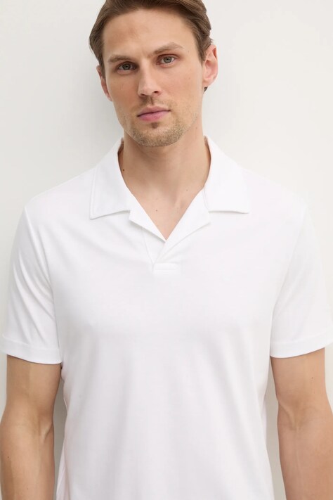 Calvin Klein polo de bumbac culoarea alb, uni, K10K114133