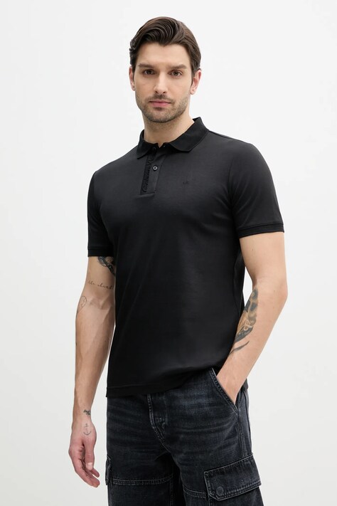 Бавовняне поло Calvin Klein колір чорний однотонне K10K114135