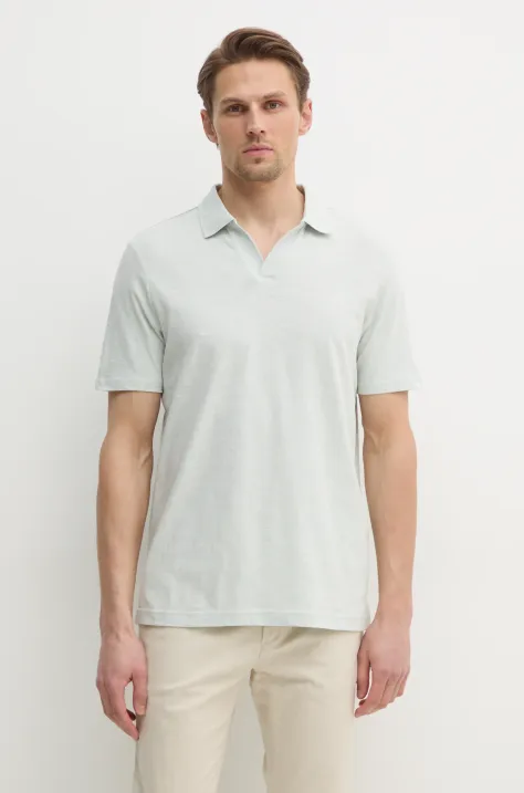 Polo tričko s lněnou směsí Calvin Klein šedá barva, K10K114136