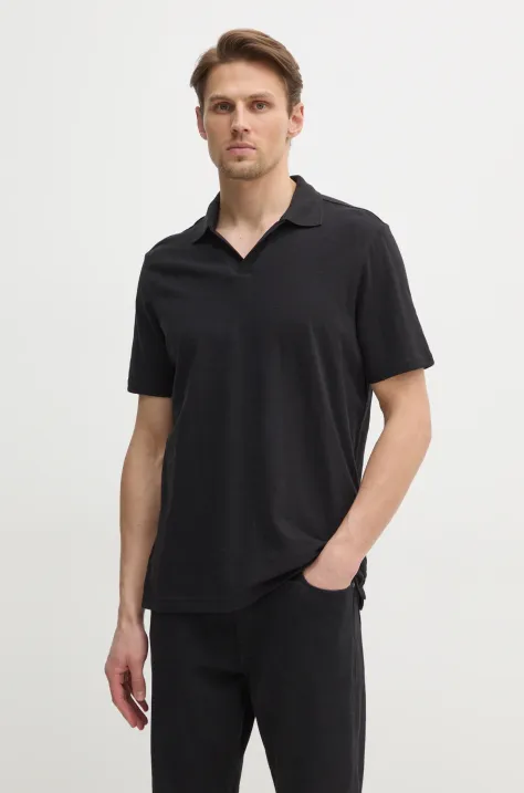 Calvin Klein polo con aggiunta di lino colore nero K10K114136