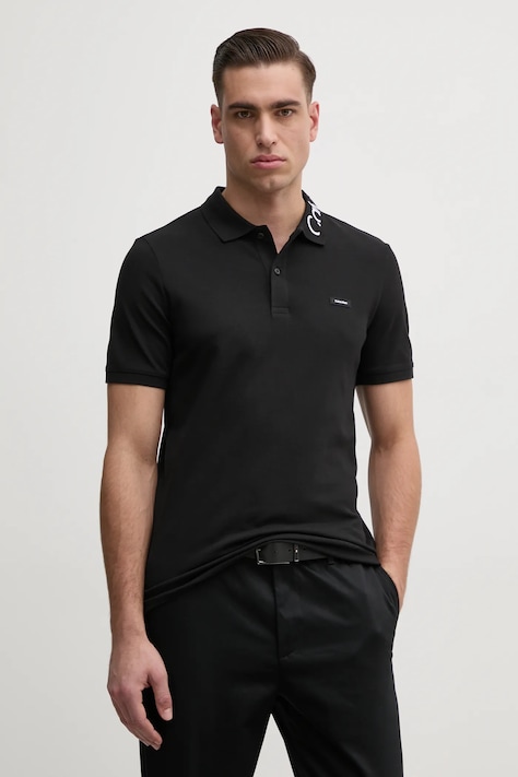 Πόλο Calvin Klein χρώμα: μαύρο, K10K114474