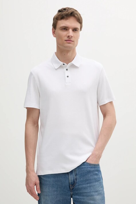 Calvin Klein polo de bumbac culoarea alb, uni, LV04LB276G