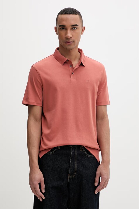 Calvin Klein polo męskie bawełniane pomarańczowe LV04LB276G