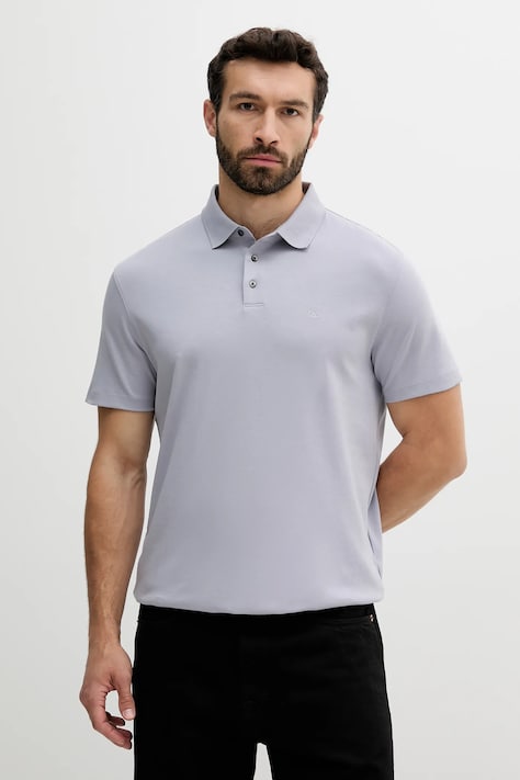 Calvin Klein polo bawełniane męski kolor fioletowy gładki LV04LB276G